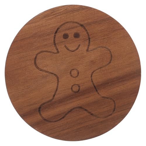 Mobestech Weihnachtlicher Holzuntersetzer Gingerbread Man aus Akazienholz Hitzebeständig rutschfest Multifunktional als Tassen Snackunterlage Rustikaler Farmhouse Stil für Büro und von Mobestech
