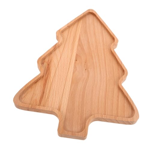 Mobestech Weihnachtliches Serviertablett aus Natürlichem Holz Weihnachtsbaumform Kinderfreundlich Leicht Handhabbar für Snacks Sushi Desserts Festliche Familientreffen und Geschenke von Mobestech