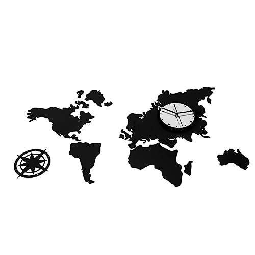 Mobestech Weltkarte Wanduhr aus Kreative und Dekorative Wanduhren für Schlafzimmer Wohnzimmer und Stimmungsvolle Wandgestaltung mit Großem Design Schwarz Mobestech Weltkarte Wanduhr aus Kreative und Dekorative Wanduhren für Schlafzimmer Wohnzimmer und Stimmungsvolle Wandgestaltung mit Großem Design Schwarz von Mobestech