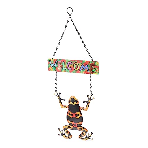 Mobestech Willkommensschild Aus Eisenkunst in Froschform Zum Aufhängen Eingangsschild-Dekoration Für Garten-Outdoor Willkommensornament Als Wandanhänger Für Türen Und Fenster von Mobestech