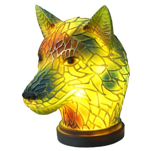 Mobestech Wolf Tischlampe Tiermotiv Nachttischlampe mit LED Beleuchtung für Schlafzimmer und Wohnzimmer Dekoration mit Feiner Verarbeitung und Einzigartigem Design von Mobestech