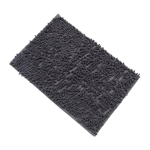 Mobestech rutschfeste Chenille Badematte Dunkelgrau Wasserabsorbierender Badvorleger mit Weicher Oberfläche und Rutschhemmender Rückseite für Badezimmer und Küchen Pflegeleicht und Faltbar von Mobestech