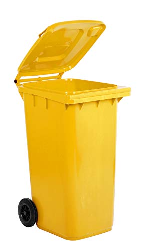 Mobil Plastic Recycling-Mülltonne mit Rädern, 240 l, für den Außenbereich, gelb (UNI EN 840) von Mobil Plastic