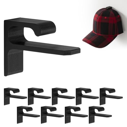 Mobilefox Cap Wandhalterung BaseCap Halterung Kappen Mützen Wand Halter 10er Set passend für New Era Flexfit usw. Schwarz Selbstklebend von Mobilefox