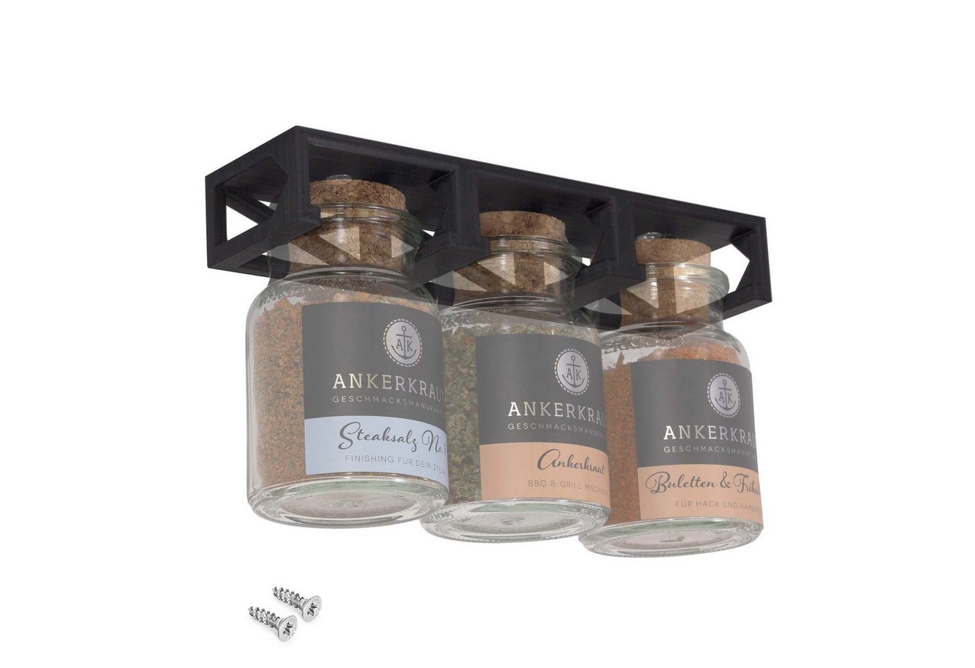 Mobilefox Gewürzregal Gewürzregal Unterschrank passend für 3 Ankerkraut Korkengläser von Mobilefox