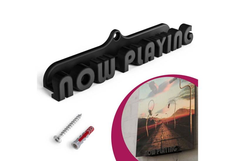 Mobilefox Wanddekoobjekt Schallplatten Wandhalterung NOW PLAYING für LP Disc Vinyl von Mobilefox
