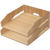 Mobilevision 2Er Pack Stapelbare Bambus Papierablage Office Organizer Für Akten, Dokumente, Briefsortierer, Umschläge Und Zeitschriftenhalter von Mobilevision