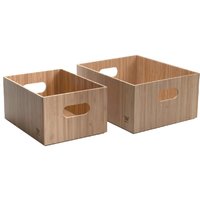 Mobilevision Bambus Aufbewahrungsbox-Set | 2Er Set Langlebiger Behälter Mit Griffen | Weiße Clips Enthalten von Mobilevision