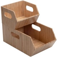 Mobilevision Bambus Vorratsbehälter Für Speisekammer & Küchenschrank Organizer Mehrzweck 2-Teiliges Stapelbares Set von Mobilevision