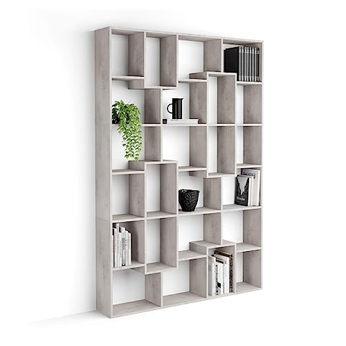 MOBILI FIVER, Iacopo, Bücherregal M (160,8 x 236,4 cm), Grauer Beton, Made In Italy von MOBILI FIVER