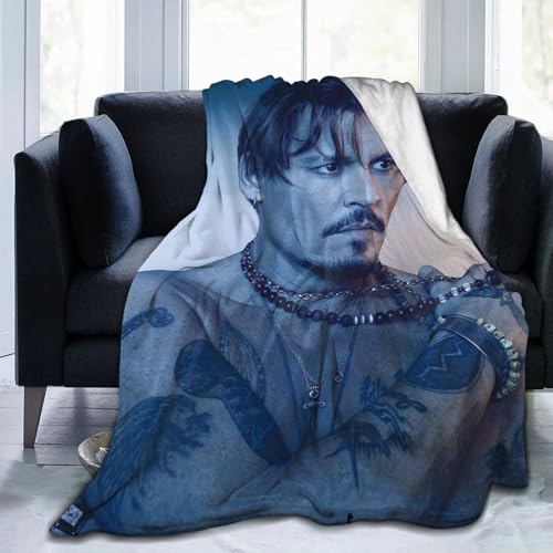 Johnny Star Depp Decke, warme, leichte und ultraweiche Flanell-Fleecedecke, Anti-Pilling-Plüschdecke für Bett, Couch, Sofa, Bettwäsche-Dekoration, 152,4 x 127 cm von Mobili