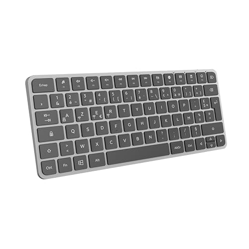 Mobility Lab KP430W Mini – kompakte kabellose Tastatur mit Mehreren Verbindungen – AZERTY, 2,4 GHz USB-Empfänger + 3 x Bluetooth, 12 Multimedia-Shortcuts, schnelles Aufladen über USB-C – Windows von Mobility Lab