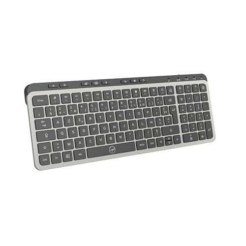 Mobility Lab KP450W Compact – Kabellose Tastatur mit Mehreren Verbindungen – AZERTY, 2,4 GHz USB-Empfänger + 2 x Bluetooth, 25 Multimedia-Shortcuts, schnelles Aufladen über USB-C – Windows von Mobility Lab