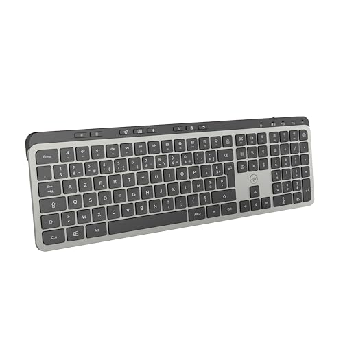 Mobility Lab KP450W Kabellose Tastatur mit Mehreren Anschlüssen – AZERTY, 2,4 GHz USB-Empfänger + 2 x Bluetooth, 25 Multimedia-Shortcuts, schnelles Aufladen über USB-C – Windows von Mobility Lab