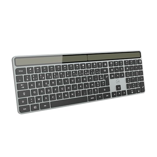 Mobility Lab KS720W – kabellose Solar-Tastatur – AZERTY, 3 x Bluetooth, 17 Multimedia-Shortcuts, Solarladung oder über USB-C – Windows von Mobility Lab