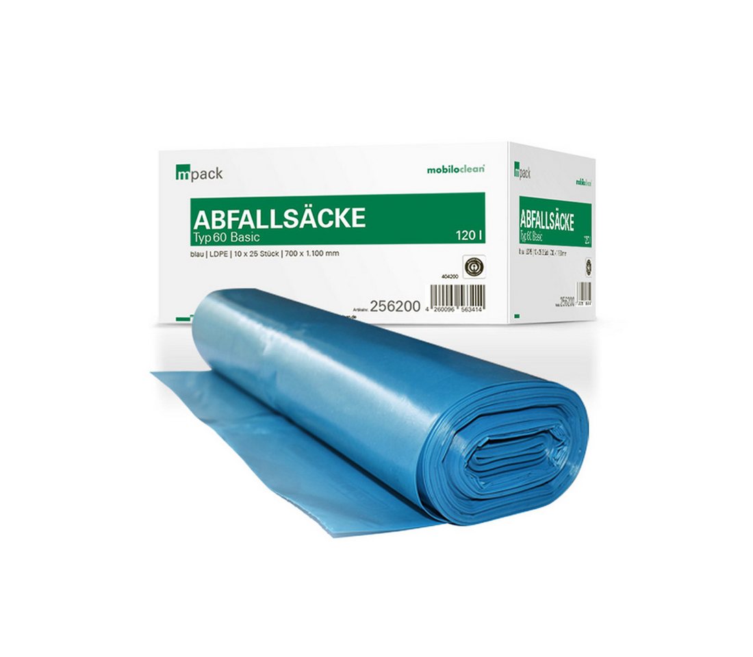 Mobiloclean Müllsack mpack Abfallsäcke 120 Liter T60 (29my) blau von Mobiloclean