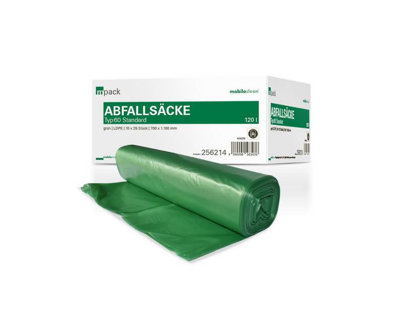 Mobiloclean Müllsack mpack Abfallsäcke 120 Liter T60 (36my) grün von Mobiloclean