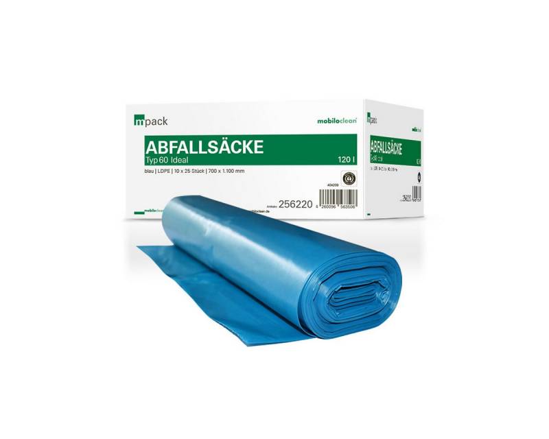 Mobiloclean Müllsack mpack Abfallsäcke 120 Liter T60 (40my) blau von Mobiloclean
