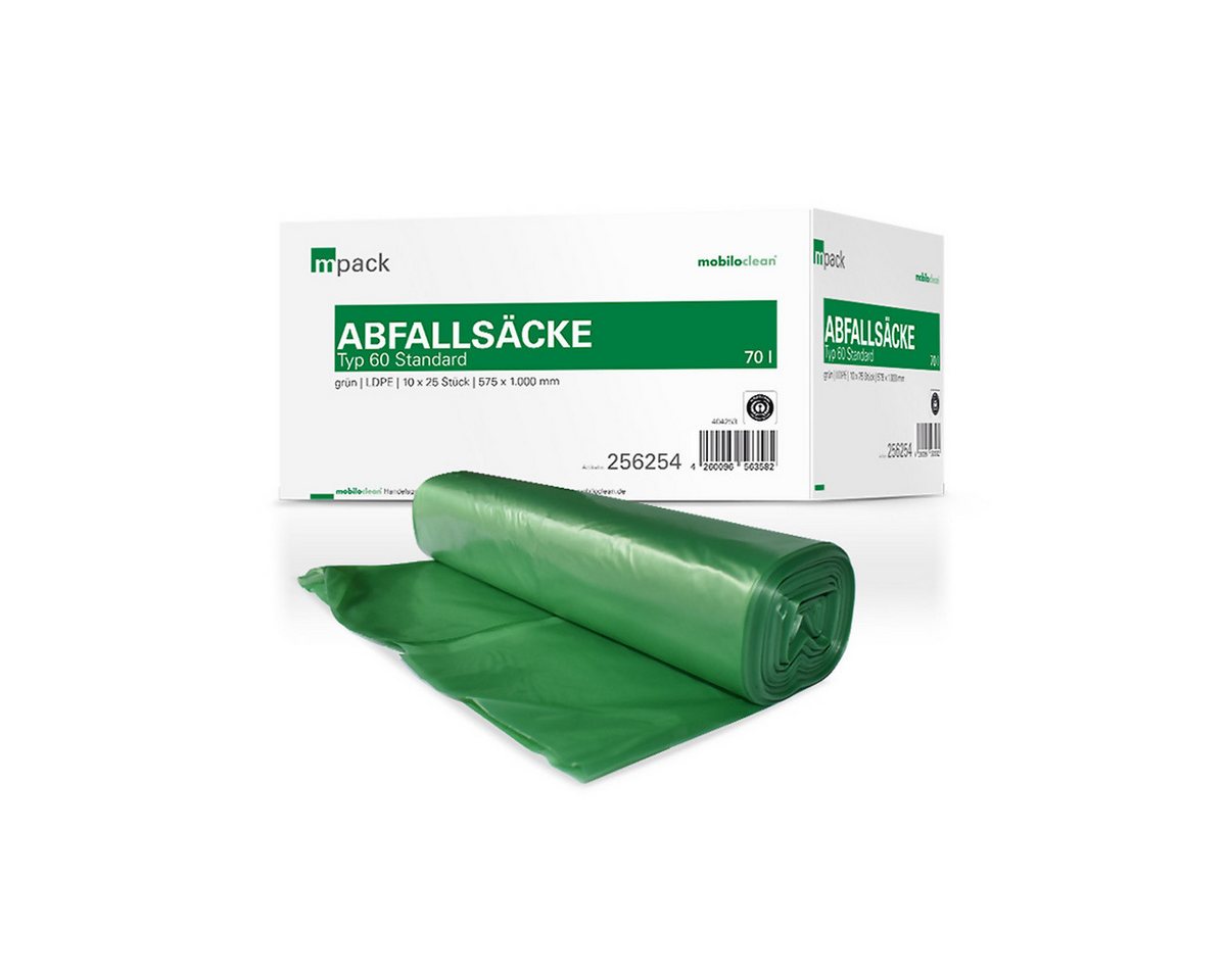 Mobiloclean Müllsack mpack Abfallsäcke 70 Liter T60 (36my) grün von Mobiloclean