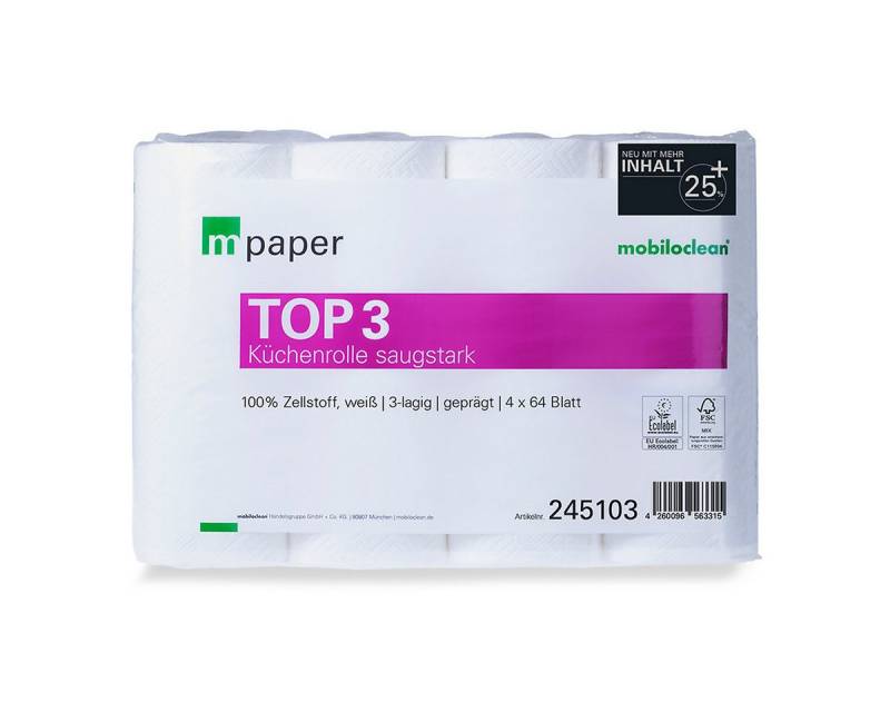 Mobiloclean Toilettenpapier mpaper Küchenrolle Top3, Großpackung 32 Rollen Mobiloclean Toilettenpapier mpaper Küchenrolle Top3, Großpackung 32 Rollen von Mobiloclean
