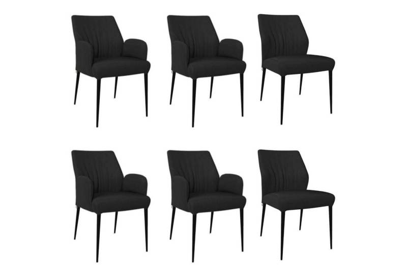 Mobitec Essgruppe 6er-Set Stühle Enora Stoff Bogota Black Gestell Metall Black von Mobitec