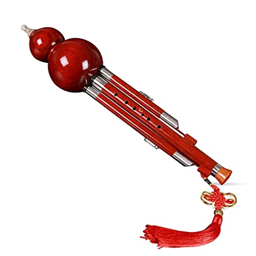 Hulusi Chinesische Kürbisflöte Rotes Sandelholz Cucurbit Instrument C Down B Key Professioneller Leistungstyp (Color : Red, Size : C-Key) von Mobkid