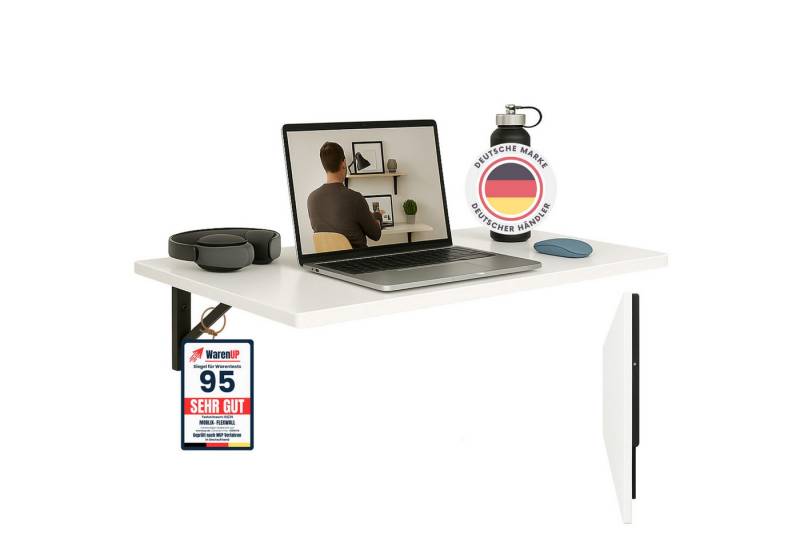 Moblix Klapptisch Flexwall Wandklapptisch, MDF Tischplatte mit 1 mm PVC-Kantenschutz von Moblix