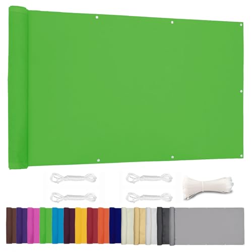Moboo Balkon Sichtschutz PB2 PES blickdichte Balkonumspannung mit Ösen und Kabelbinder 8 Tage geliefert - in div.5 Größen & 2 Farben 420D Grün, 1.8x9m von Moboo