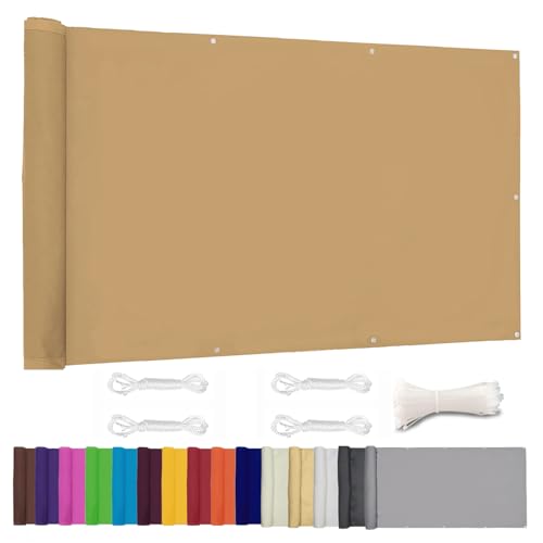 Moboo Balkon Sichtschutz PB2 PES blickdichte Balkonumspannung mit Ösen und Kabelbinder 8 Tage geliefert - in div.5 Größen & 2 Farben 420D Khaki, 0.9x5.5m Moboo Balkon Sichtschutz PB2 PES blickdichte Balkonumspannung mit Ösen und Kabelbinder 8 Tage geliefert - in div.5 Größen & 2 Farben 420D Khaki, 0.9x5.5m von Moboo