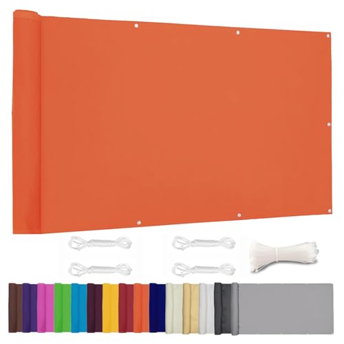 Moboo Balkon Sichtschutz PB2 PES blickdichte Balkonumspannung mit Ösen und Kabelbinder 8 Tage geliefert - in div.5 Größen & 2 Farben 420D Orange, 1.4x2.2m von Moboo