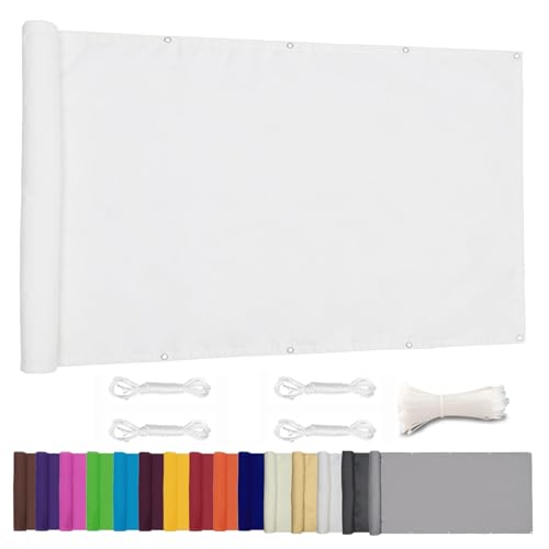 Moboo Balkon Sichtschutz PB2 PES blickdichte Balkonumspannung mit Ösen und Kabelbinder 8 Tage geliefert - in div.5 Größen & 2 Farben 420D Weiß, 0.7x10m Moboo Balkon Sichtschutz PB2 PES blickdichte Balkonumspannung mit Ösen und Kabelbinder 8 Tage geliefert - in div.5 Größen & 2 Farben 420D Weiß, 0.7x10m von Moboo
