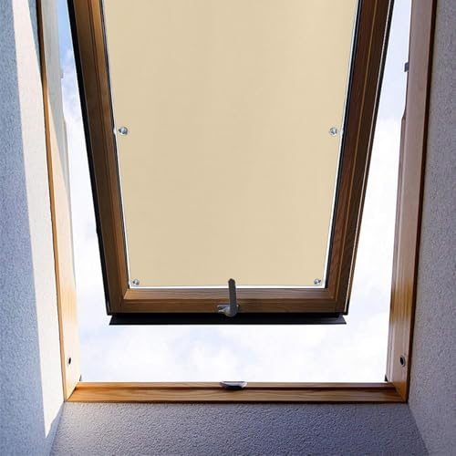 Moboo Dachfenster Rollo Thermo Sonnenschutz Verdunkelungsrollo für Dachfenster UV Schutz mit Saugnäpfe ohne Bohren ohne kleben (Beige, 60x118cm) von Moboo