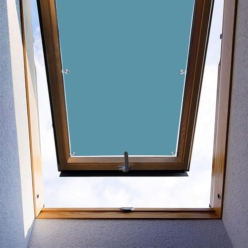 Moboo Dachfenster Rollo Thermo Sonnenschutz Verdunkelungsrollo für Dachfenster UV Schutz mit Saugnäpfe ohne Bohren ohne kleben (Blau,92x73cm) von Moboo
