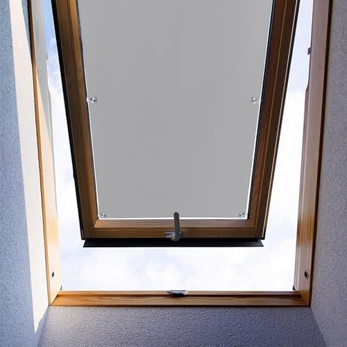 Moboo Dachfenster Rollo Thermo Sonnenschutz Verdunkelungsrollo für Dachfenster UV Schutz mit Saugnäpfe ohne Bohren ohne kleben (Hellgrau, 76x138cm) von Moboo