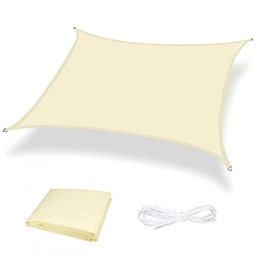 Moboo Sonnensegel Sonnenschutz Sonnendach Balkon Wetterschutz wasserabweisend Winddicht PES 420D 96% UV-Schutz für Garten Outdoor Viereck Rechteck Quadrat Cream White, 1.5x1.5 von Moboo