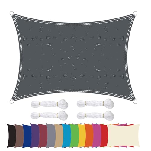 Moboo Sonnensegel Sonnenschutz Sonnendach Balkon Wetterschutz wasserabweisend Winddicht PES 420D 96% UV-Schutz für Garten Outdoor Viereck Rechteck Quadrat Graum von Moboo