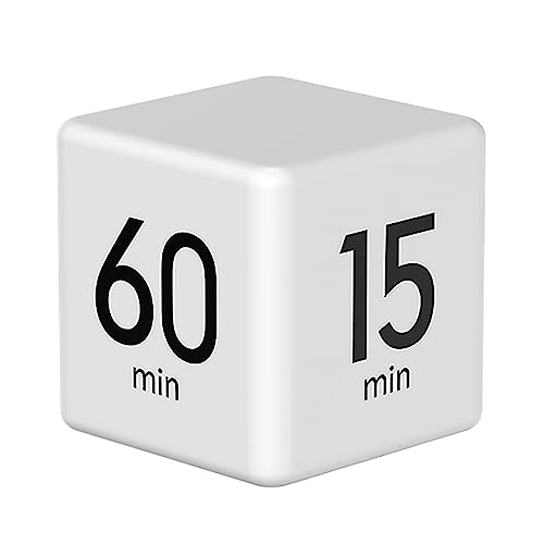 Mobxpar Digitaler Cube Timer, Zeitwürfel, Stoppuhr, Kinder-Timer, Übungs-Timer, Workout-Timer und Game-Timer, Schwerkraftsensor-Flip-Timer für Studium, Küche, Kochen, Yoga (Weiß 15-20-30-60) von Mobxpar