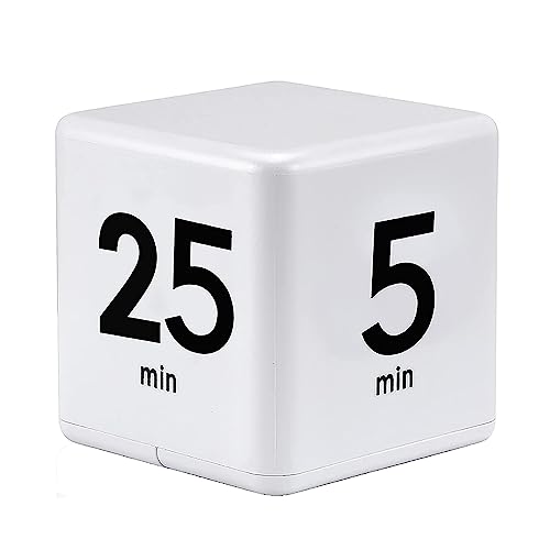 Mobxpar Digitaler Cube Timer, Zeitwürfel, Stoppuhr, Kinder-Timer, Übungs-Timer, Workout-Timer und Game-Timer, Schwerkraftsensor-Flip-Timer für Studium, Küche, Kochen, Yoga (Weiß 5-15-25-45) von Mobxpar