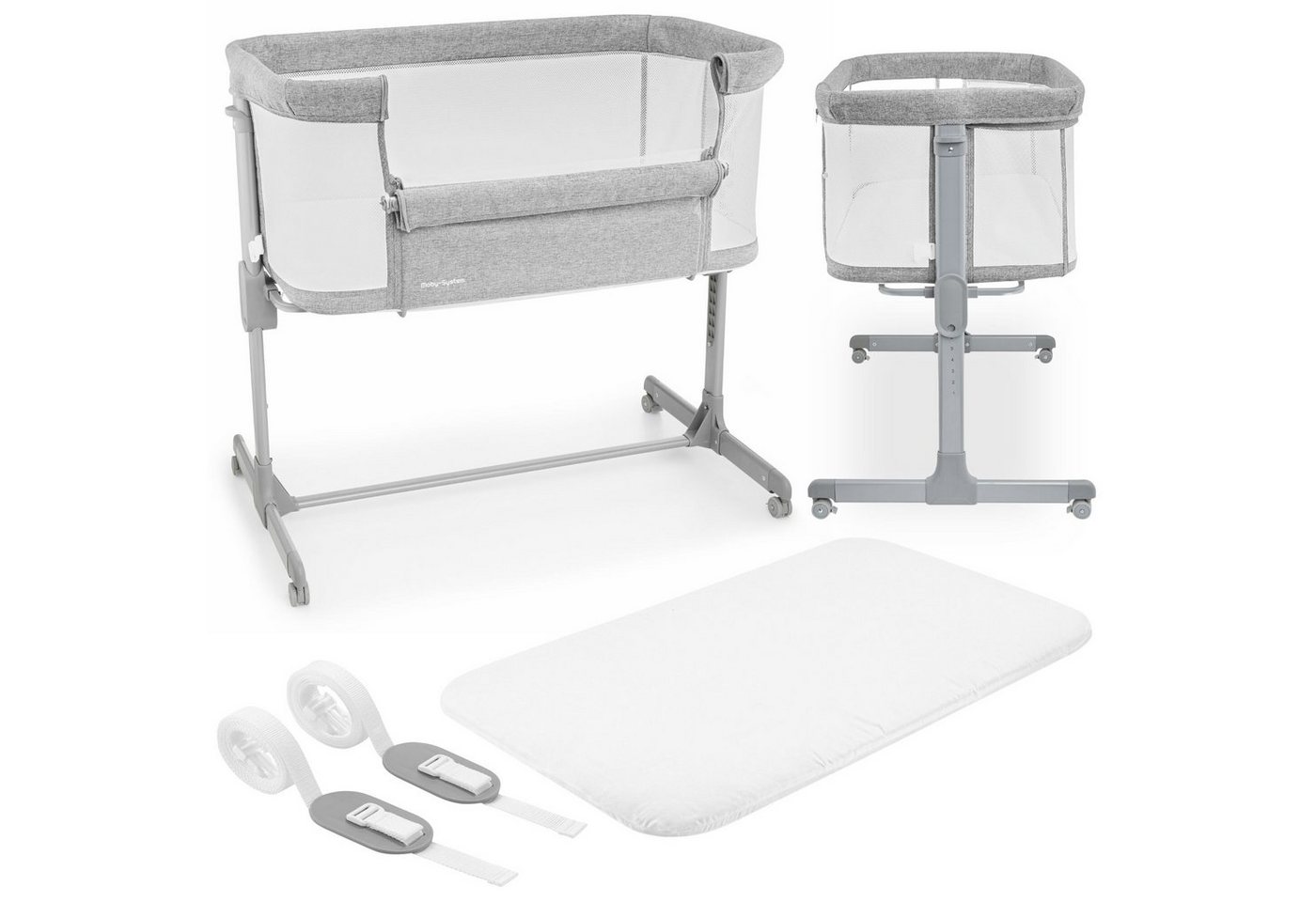 Moby-System Baby-Reisebett Ausziehbett Moby-System LUNA 3in1 - grau von Moby-System