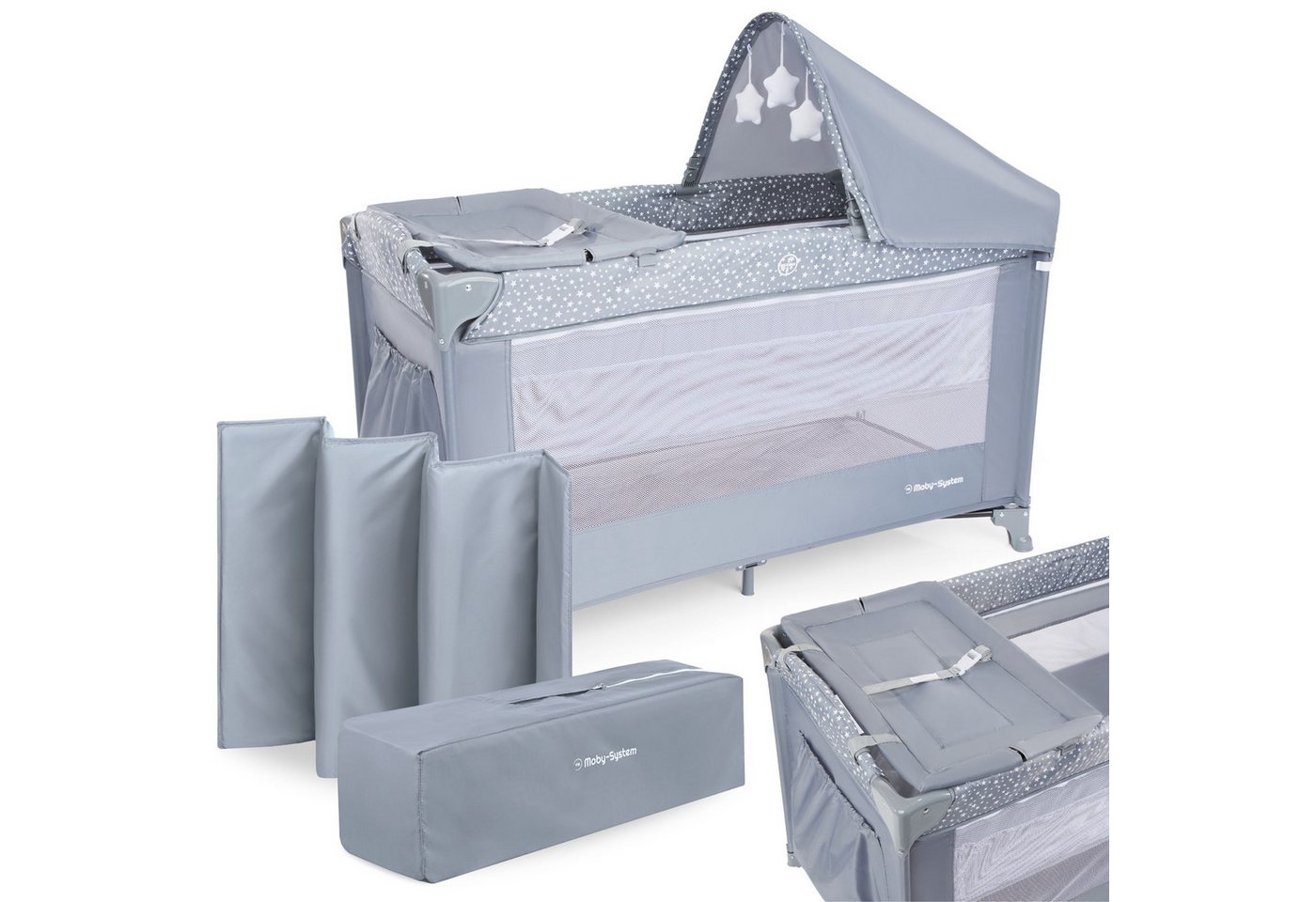 Moby-System Baby-Reisebett Multifunktionales Reisebett - Happy Traveller BASIC PLUS – grau Moby-System Baby-Reisebett Multifunktionales Reisebett - Happy Traveller BASIC PLUS – grau von Moby-System