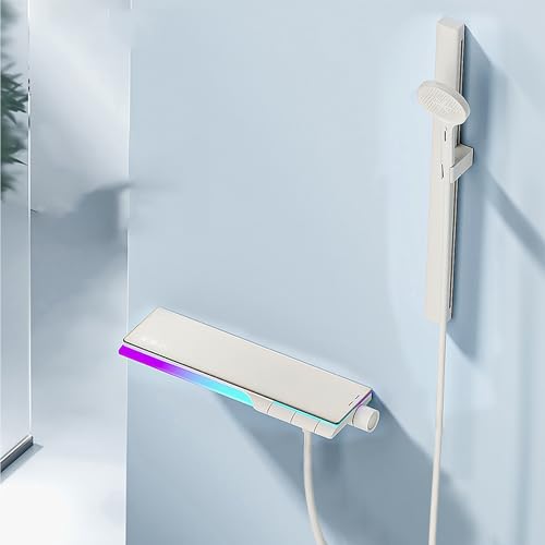 MocArt SFN7-13 Badewannenarmatur, Getrennte Installation, 4-Funktions-Handbrause + 14,5 cm Weites Wasserfall-Auslauf, Intelligente Digitale Anzeige, Ideal für Kompakte Badezimmer (Helle Cremewhite) von MocArt