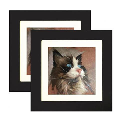 12,7 x 12,7 cm Bilderrahmen, schwarz, Massivholz, quadratischer Bilderrahmen für Fotos 9,9 x 8,9 cm mit Matte oder 12,7 cm ohne Matte, 2er-Set mit Acrylglas für Wandmontage und Schreibtischplatte 12,7 x 12,7 cm Bilderrahmen, schwarz, Massivholz, quadratischer Bilderrahmen für Fotos 9,9 x 8,9 cm mit Matte oder 12,7 cm ohne Matte, 2er-Set mit Acrylglas für Wandmontage und Schreibtischplatte von Mochose