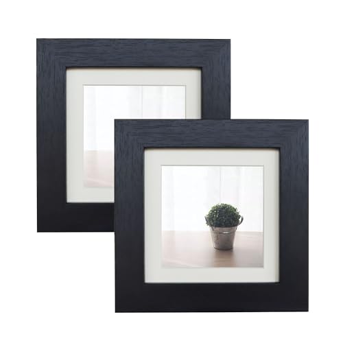 Bilderrahmen Aus MDF, Quadratisch, 10 x 10 cm, Mit Oder Ohne Passepartout, 2 Stück, Mit Acrylglas für Wandmontage Und Schreibtischplatte, Schwarz Bilderrahmen Aus MDF, Quadratisch, 10 x 10 cm, Mit Oder Ohne Passepartout, 2 Stück, Mit Acrylglas für Wandmontage Und Schreibtischplatte, Schwarz von Mochose
