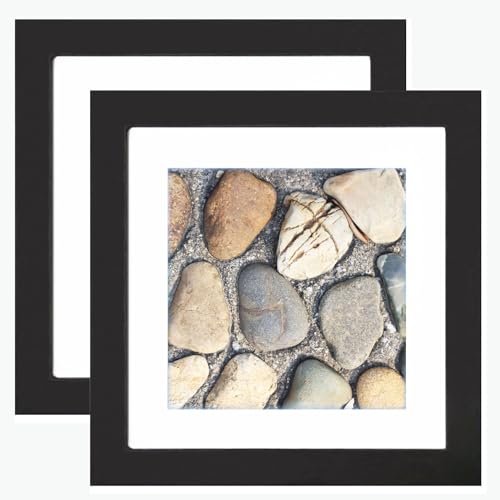 Bilderrahmen aus Massivholz, 17,8 x 17,8 cm, quadratisch, 12,7 x 12,7 cm, mit Passepartout für Wand und Tisch, Schwarz, 17,8 x 17,8 cm, 2 Packungen Bilderrahmen aus Massivholz, 17,8 x 17,8 cm, quadratisch, 12,7 x 12,7 cm, mit Passepartout für Wand und Tisch, Schwarz, 17,8 x 17,8 cm, 2 Packungen von Mochose