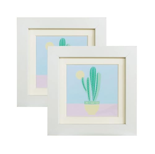 Bilderrahmen, quadratisch, MDF, 12,7 x 12,7 cm, mit Passepartout oder 12,7 x 12,7 cm ohne Passepartout, Weiß, 2 Stück, mit Acrylglas für Wandmontage und Schreibtischplatte Bilderrahmen, quadratisch, MDF, 12,7 x 12,7 cm, mit Passepartout oder 12,7 x 12,7 cm ohne Passepartout, Weiß, 2 Stück, mit Acrylglas für Wandmontage und Schreibtischplatte von Mochose