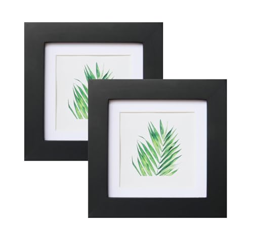Bilderrahmen aus massivem Holz, quadratisch, für Fotos mit Passepartout oder 10 x 10 cm ohne Passepartout, 2 Packungen à 10 x 10 cm, Garllerie-Rahmen für Wandmontage und Schreibtisch, 10 x 10 cm, Bilderrahmen aus massivem Holz, quadratisch, für Fotos mit Passepartout oder 10 x 10 cm ohne Passepartout, 2 Packungen à 10 x 10 cm, Garllerie-Rahmen für Wandmontage und Schreibtisch, 10 x 10 cm, von Mochose