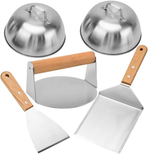 Mockotta 5 Stück Smash Burger Set aus Edelstahl für Plancha Gasgrill Teppanyaki, Burger Smasher Set inlk.2 Burgerglocke Burgerpresse Grillspachtel Pfannenwender Teppanyaki BBQ Grillbesteck Set Mockotta 5 Stück Smash Burger Set aus Edelstahl für Plancha Gasgrill Teppanyaki, Burger Smasher Set inlk.2 Burgerglocke Burgerpresse Grillspachtel Pfannenwender Teppanyaki BBQ Grillbesteck Set von Mockotta