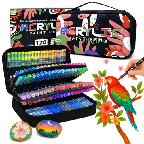 Mockredn 120 Farben Acrylstifte für Steine Wasserfest, Acrylstifte mit Feiner Pinsel für Stoff, Leinwand, Glas, Holz und Papier, Ideal für DIY-Kunst, Heimdekoration, Handgemachte Geschenke Mockredn 120 Farben Acrylstifte für Steine Wasserfest, Acrylstifte mit Feiner Pinsel für Stoff, Leinwand, Glas, Holz und Papier, Ideal für DIY-Kunst, Heimdekoration, Handgemachte Geschenke von Mockredn