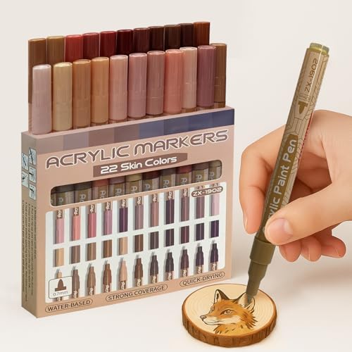 Mockredn 22 Acrylstifte für Steine Wasserfest – Acrylmarker mit Skin Pro Color Serie für Geeignet für Papier, Glas, Metall, Holz, Keramik, Textilien, Leinwand, DIY - 0,7 mm auf Wasserbasis - Ungiftig Mockredn 22 Acrylstifte für Steine Wasserfest – Acrylmarker mit Skin Pro Color Serie für Geeignet für Papier, Glas, Metall, Holz, Keramik, Textilien, Leinwand, DIY - 0,7 mm auf Wasserbasis - Ungiftig von Mockredn