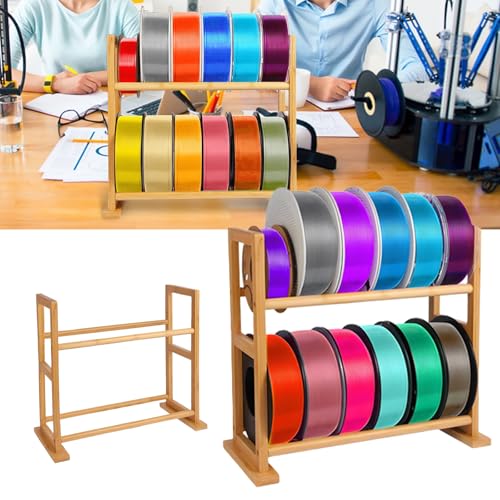 3D-Drucker Filament Aufbewahrungs, 2 Etagen Filament Lagerregal Filament Aufbewahrung Rollenlagerung für Filamentspulen 3D-Drucker Zubehör für Druckstudio Werkstatt Garage Büro 42x20x41cm von Mocoli